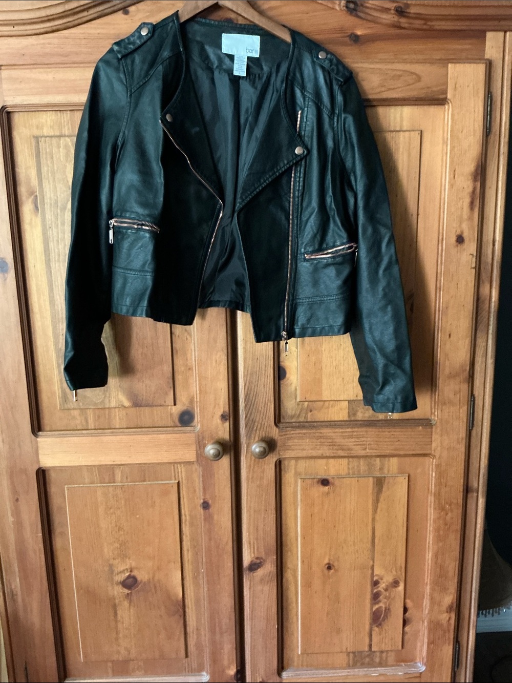 Bar III Black Faux Leather Jacket